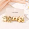 European and American new high-end personality exaggerated CCB stud earrings women's creative retro circle earrings set pair