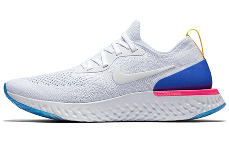 Nike Epic React Flyknit White Racer Blue Pink Blast Women s AQ0070-101 35.5