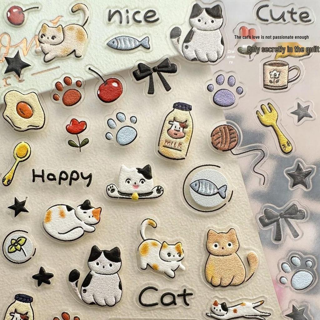 Cartoon Pet Embossed 3D Nail Art Stickers for Dogs, Cats & Devices