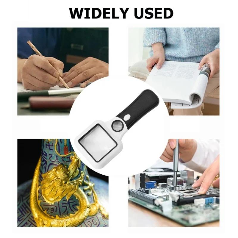 5x 45x Reading Magnifying Glass with LED Lights UV Lamp Handheld Magnifier Illuminated Jewelry Loupe Money Detector for Seniors