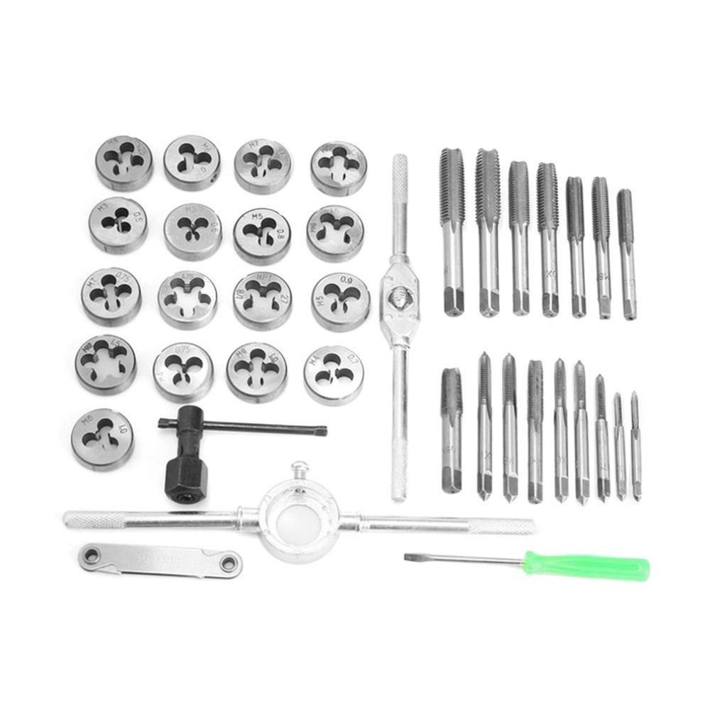20/40pcs Tap and Die Set M3-M12 Screw Thread Metric Plugs Taps Nut Bolt Alloy Metal Hand Tools Metric Tap Wrench and Die Sets