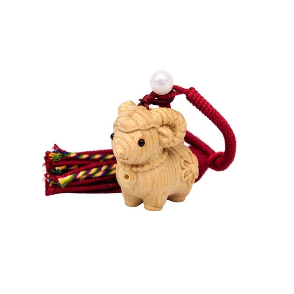 Alpaca Sheep Lamb Wooden Lamb Keyring Multi-Color Tassel Alpaca Bag Charm Unisex