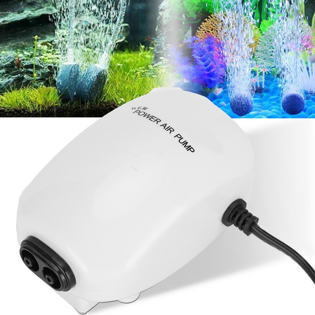 Aquarium Luft Sauerstoffpumpe Fischtank Belüftungsmaschine Leise Doppelausgang