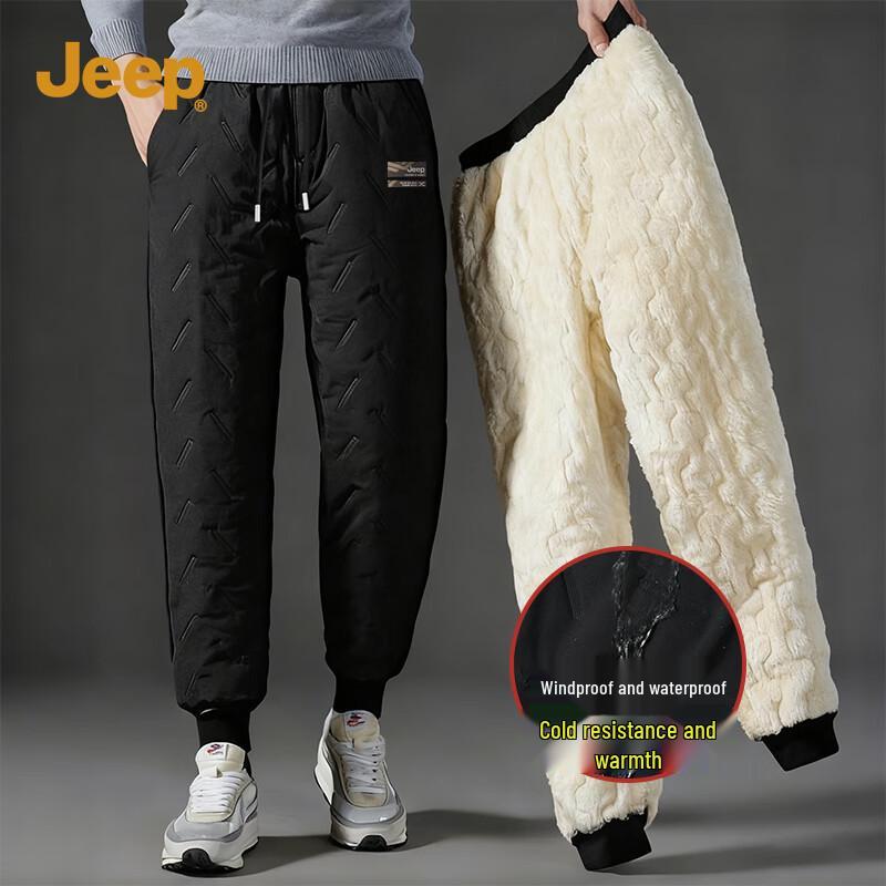 

JEEP Men s Thermal Waterproof Windproof Fleece-Lined Outdoor Casual Joggers M