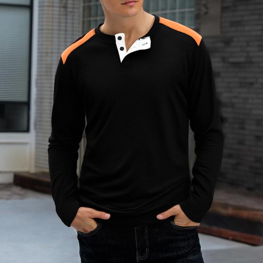 Men's Solid Color Long Sleeve T-Shirt Shirt Men's Casual Sports Top