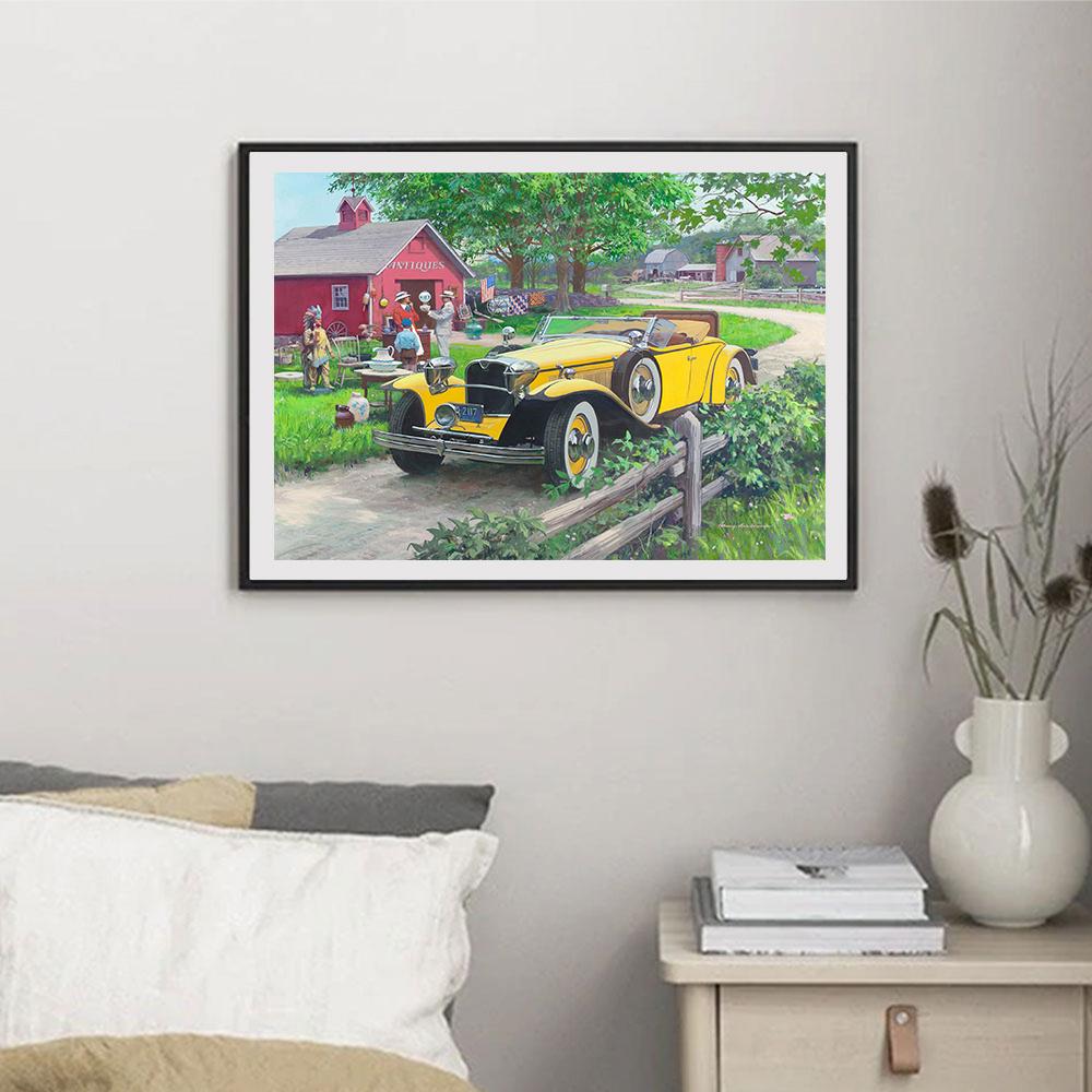 5D DIY Diamond Painting Yellow Car Cross Stitch Kit Mosaic Diamond Embroidery Rose Full Round/Square Drill Home Decoration