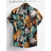 Beach Flower Men's Tropical Plant 3D Print Hawaiian Shirt Casual Slim Fashion Shirt Simple Retro Lapel Short Sleeve Shirt Top