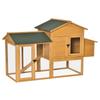 Dwarf chicken coop with run and brooder. Weatherproof sealed fir wood. Asphalt roof. Yellow+Green