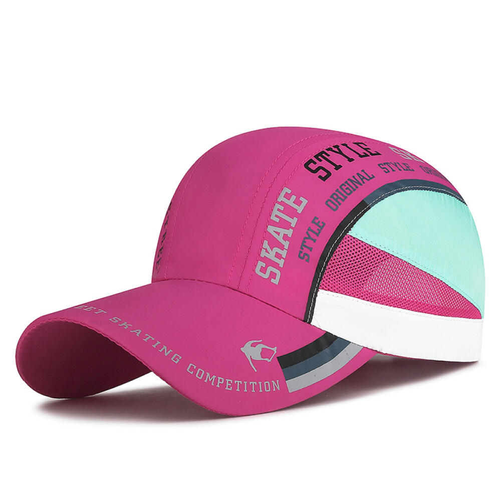 

Unisex Quick-Dry Mesh Baseball Cap, Color-Block Sun Protection Breathable Design, For Outdoor Marathon Running Sports Daily Wear рожевий червоний колір