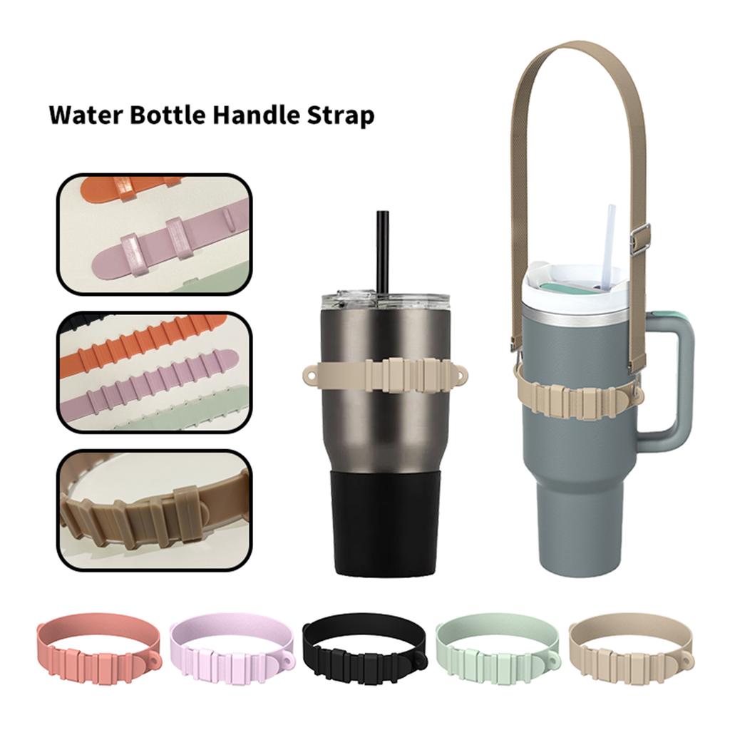 Water Bottle Handle Silicone Sling Holder with Shoulder Strap Fit Most Bottles Universal Bottle Lanyard Adjustable Strap