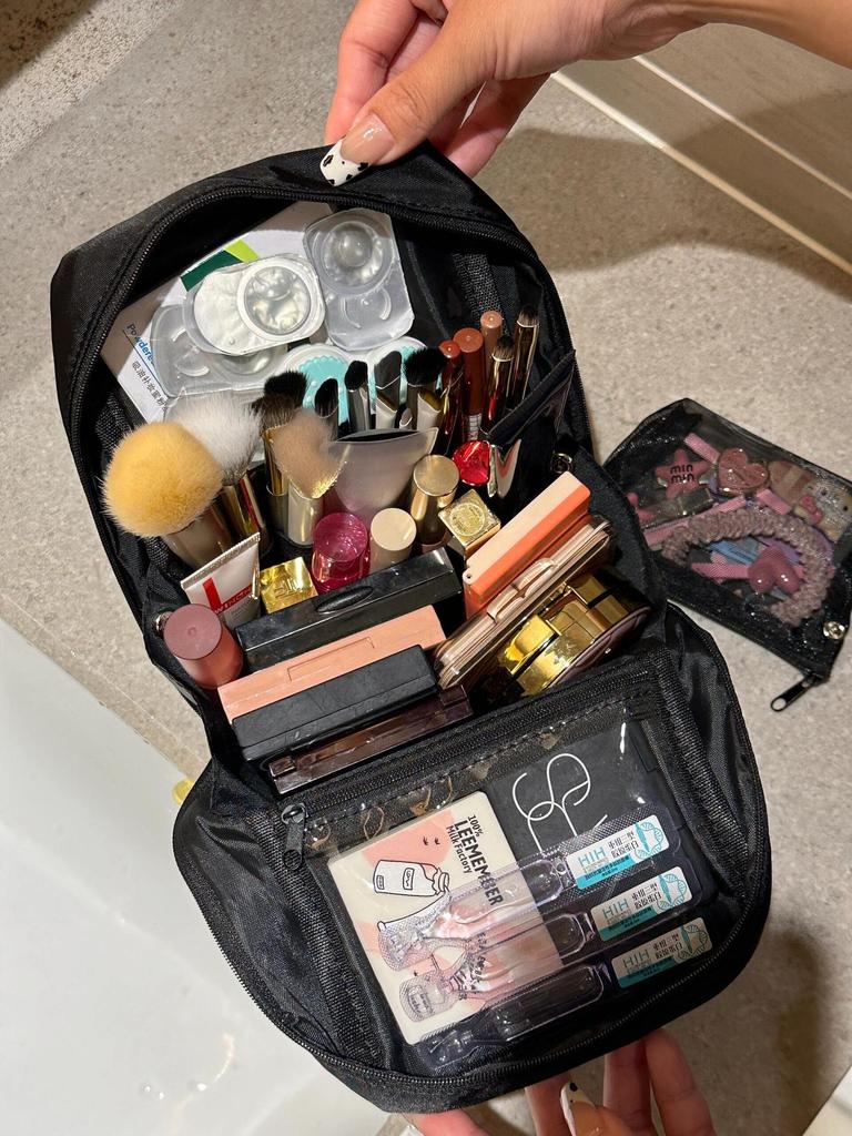 Chic Bow Makeup Bag with Compartments for Skincare & Toiletries, Large Capacity