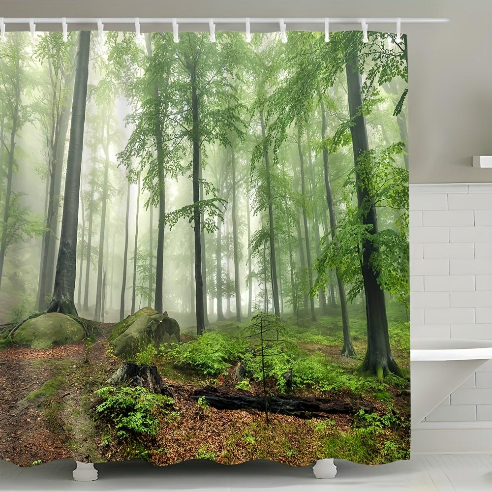 

Enhance Your Bathroom with this Waterproof Shower Curtain Featuring a Mystical Forest Scene for a Calming Ambiance W90XH180cm