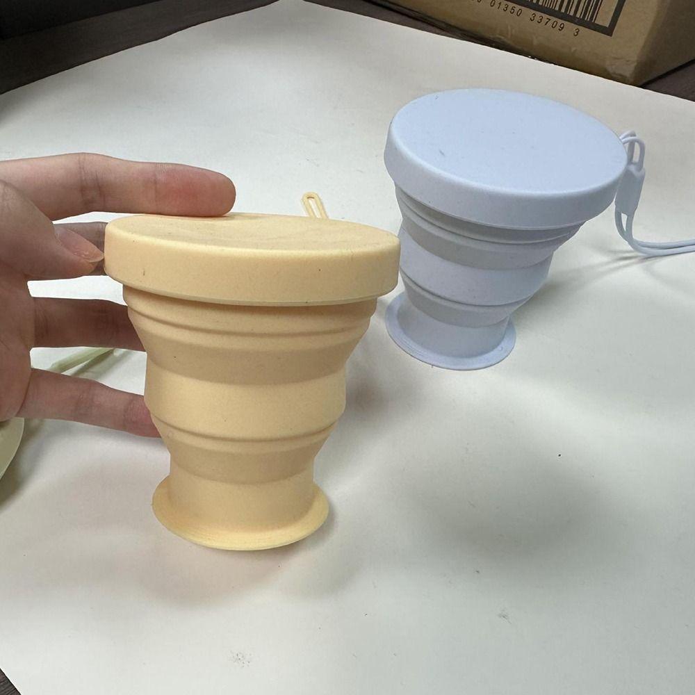 Travel 200ML Foldable Water Cup with Lid Silicone Mini Retractable Cup Handheld Travel Collapsible Cup Outdoors