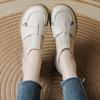 Summer new pure cowhide retro versatile medium heel thick heel sandals bag head comfortable leather soft sole mother shoes