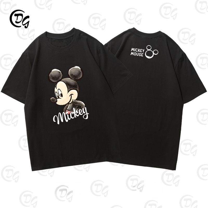 

Disney Микки Минни милый принт лето 100% хлопок детская футболка Y2K для улицы и отдыха удобная одежда для родителей и детей S