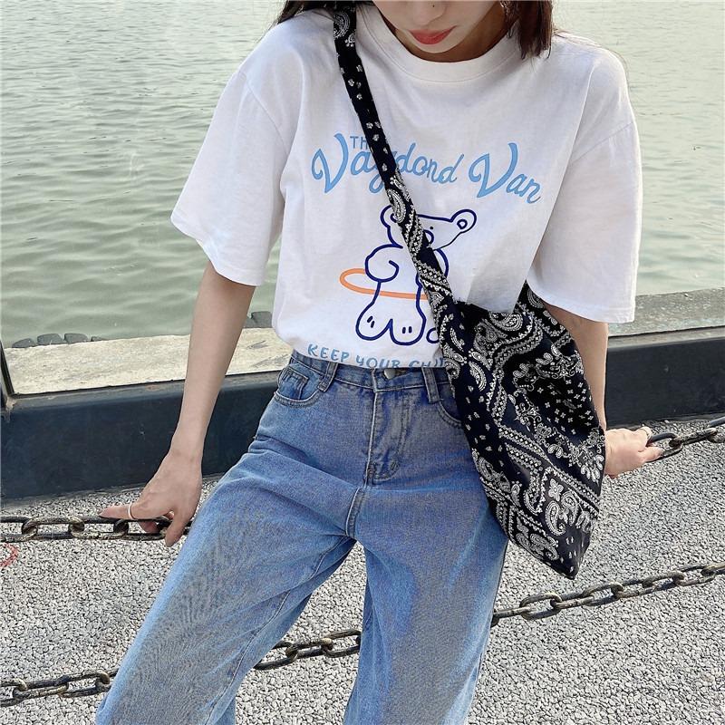 1 Light Retro Cashew Flower Oblique Span Shoulder Bag Casual Shopping Bag Fashion Canvas Bag Women