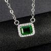 Fashion Girls Pendant Necklace Bright Green Crystal Stone Wedding Anniversary Statement Jewelry For Women  Wholesale