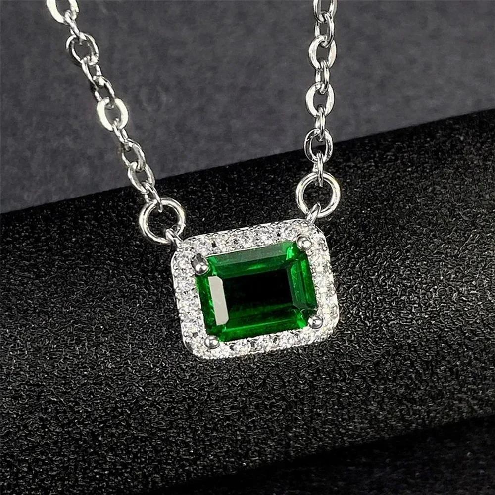 Fashion Girls Pendant Necklace Bright Green Crystal Stone Wedding Anniversary Statement Jewelry For Women  Wholesale