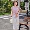 Mom's Summer Short-Sleeve Blouse: Elegant 2026 Two-Piece Set for Middle-Aged & Elderly.
