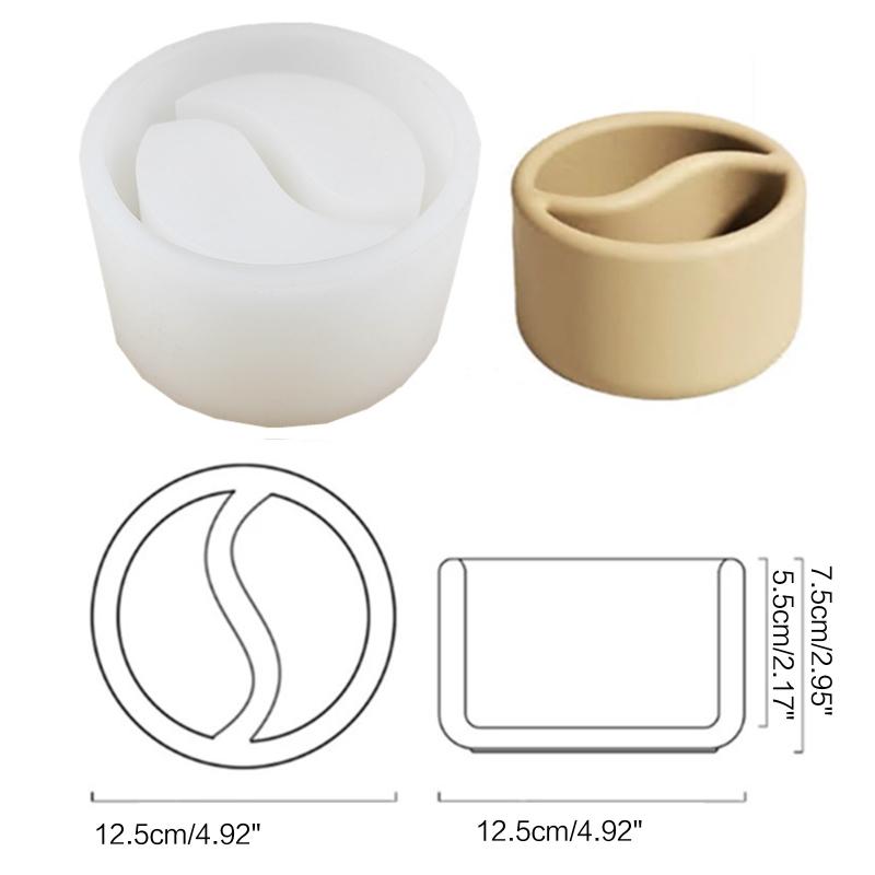 Silicone Planter Mold Taichi Shape for Handmade Flower Pots Pen Holder Molds Resin Crafts Clay Molds DIY Hand Craf