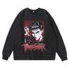 Heavyweight 360g Washed Vintage Berserk Anime Streetwear Cotton Pullover Hoodie-Free Crewneck Sweatshirt Men