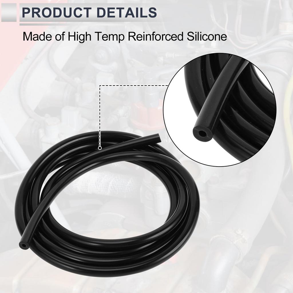 RATCHROLL 1PC Universal Silicone Vacuum Tube Hose High Temperature 6.6FT 3/16" 4mm ID 3.0mm