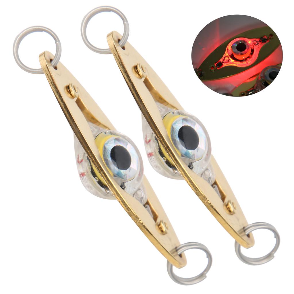 2Pcs Night Fishing LED Lure Light Eye Shape Red Light Color Bait Underwater Lure Lamp