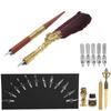 Feather Pen Set Calligraphy Writing Drawing Quill Dip Kit Vintage Art Craft CollectionSP248006R Wine Red