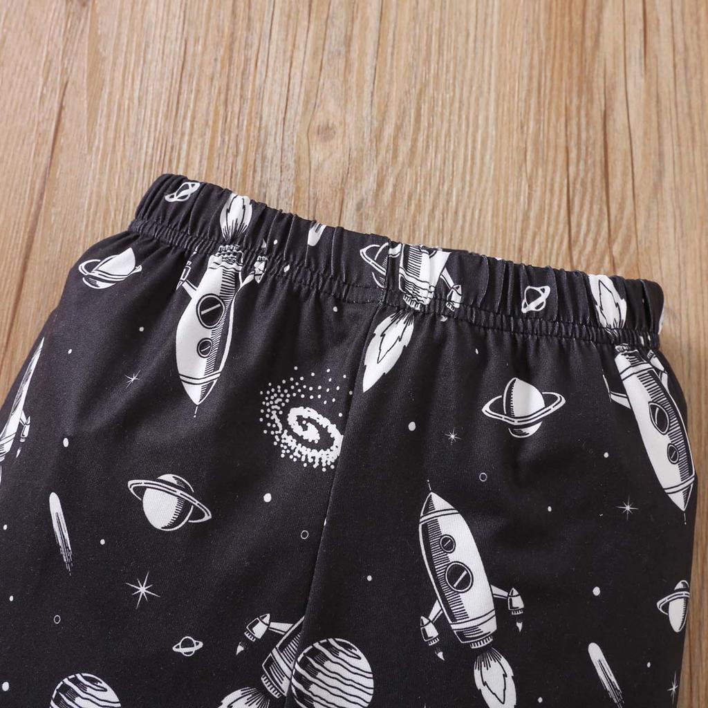 Kids Boys 2 Piece Outfit Spring Fall Astronaut Space Print Long Sleeve Hoodie Sweatshirt With Long Pants Fashion Children Clothing Set
