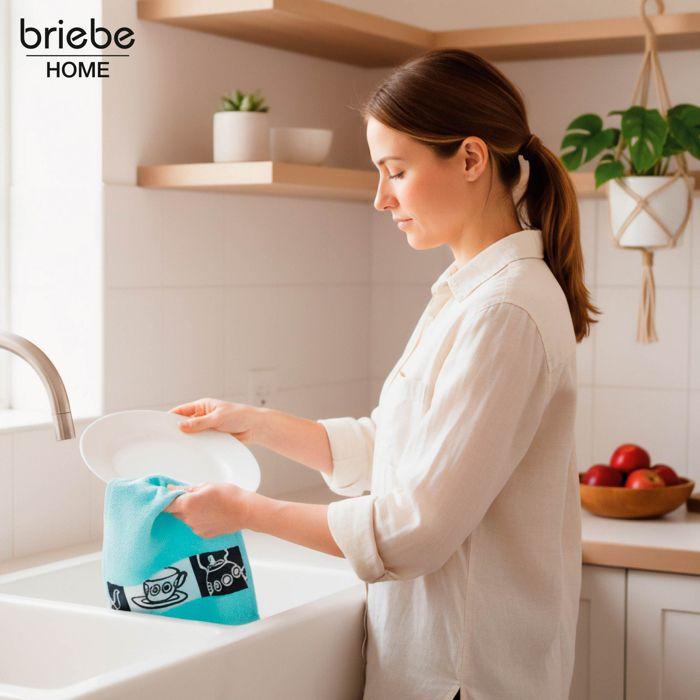 Lot de 12 torchons de cuisine en éponge 100 % coton 50 x 45 cm Briebe PC12B Multicolore