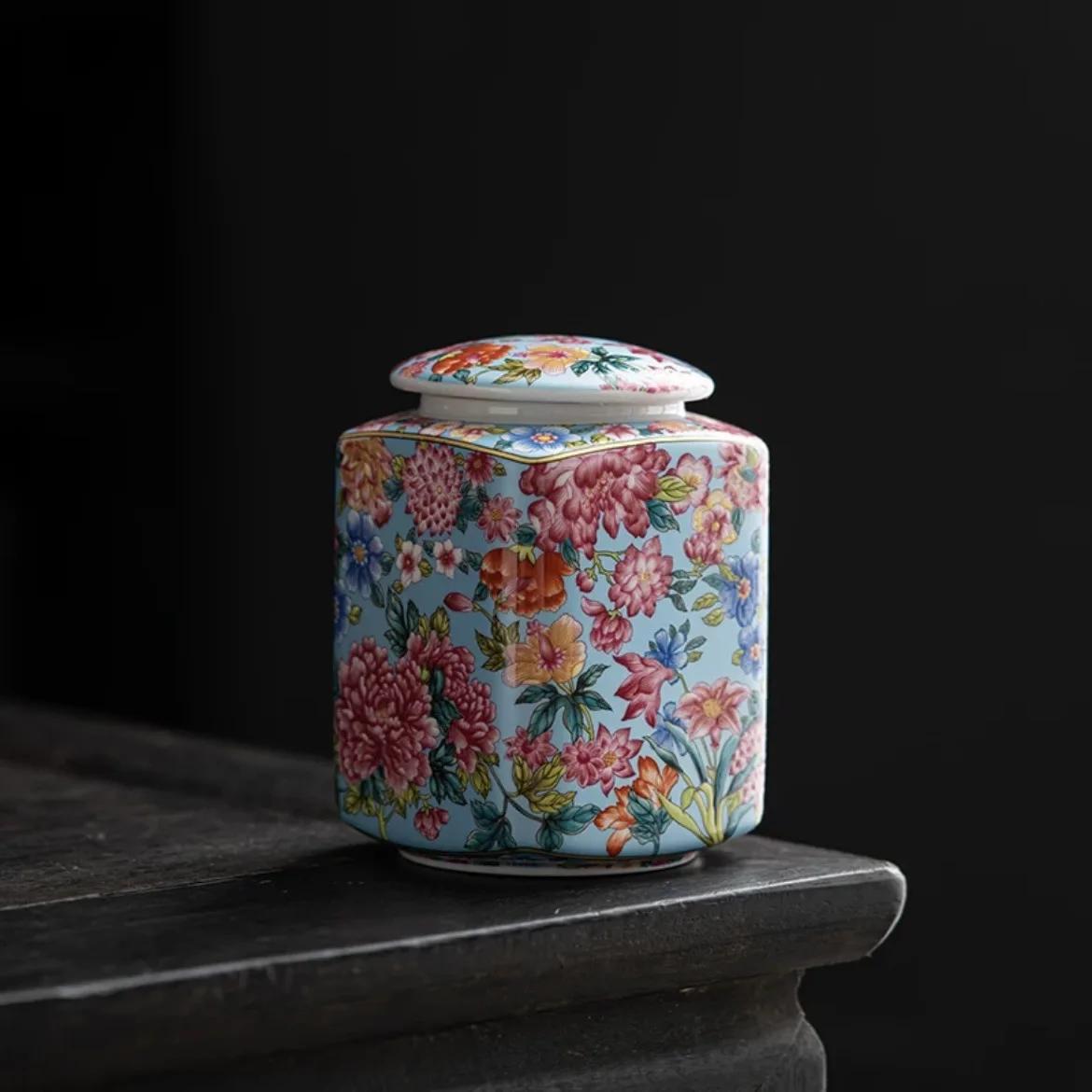 Эмалированный чайник для чая Роскошный керамический горшок для хранения герметичный с крышкой коробка для хранения чая украшение для журнального столика в гостиной аксессуары 5733₽