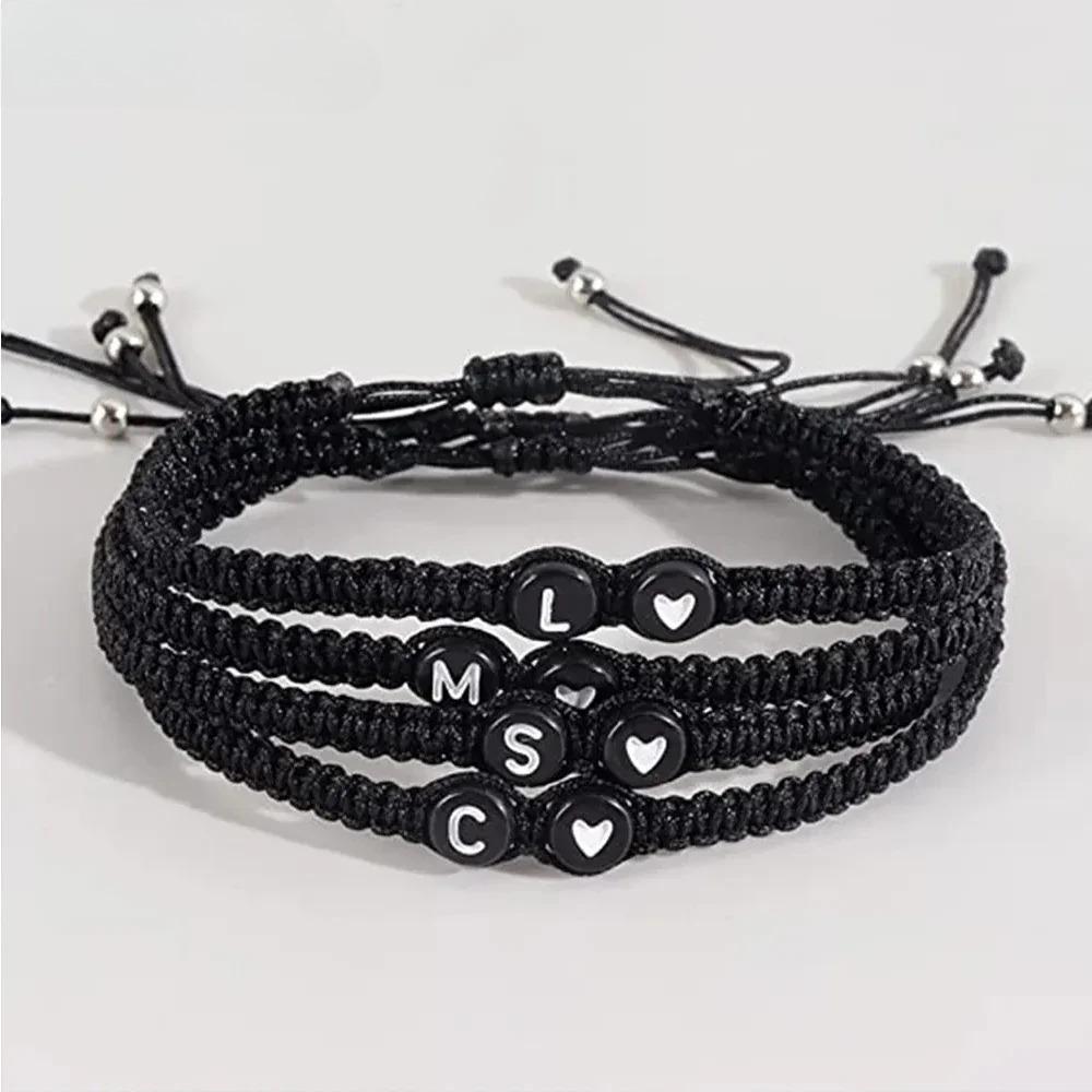 26 Letters Initial Heart Charms Bracelets Handmade Adjustable A-Z Name Braided Bracelets For Women Men Friendship Jewelry Gifts