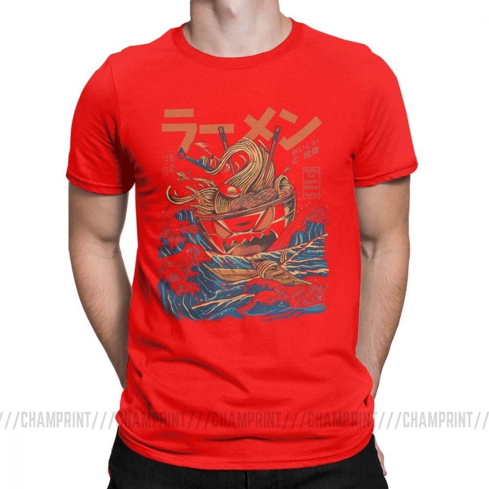 The Great Ramen Off Kanagawa Noodle Ship T Shirts Men Japanese Harajuku Clothing Hip Hop