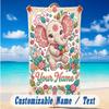 Elephant Theme Beach Towel Personalized Custom Name & Text Soft Quick Dry Beach Towel for Swimming Travel