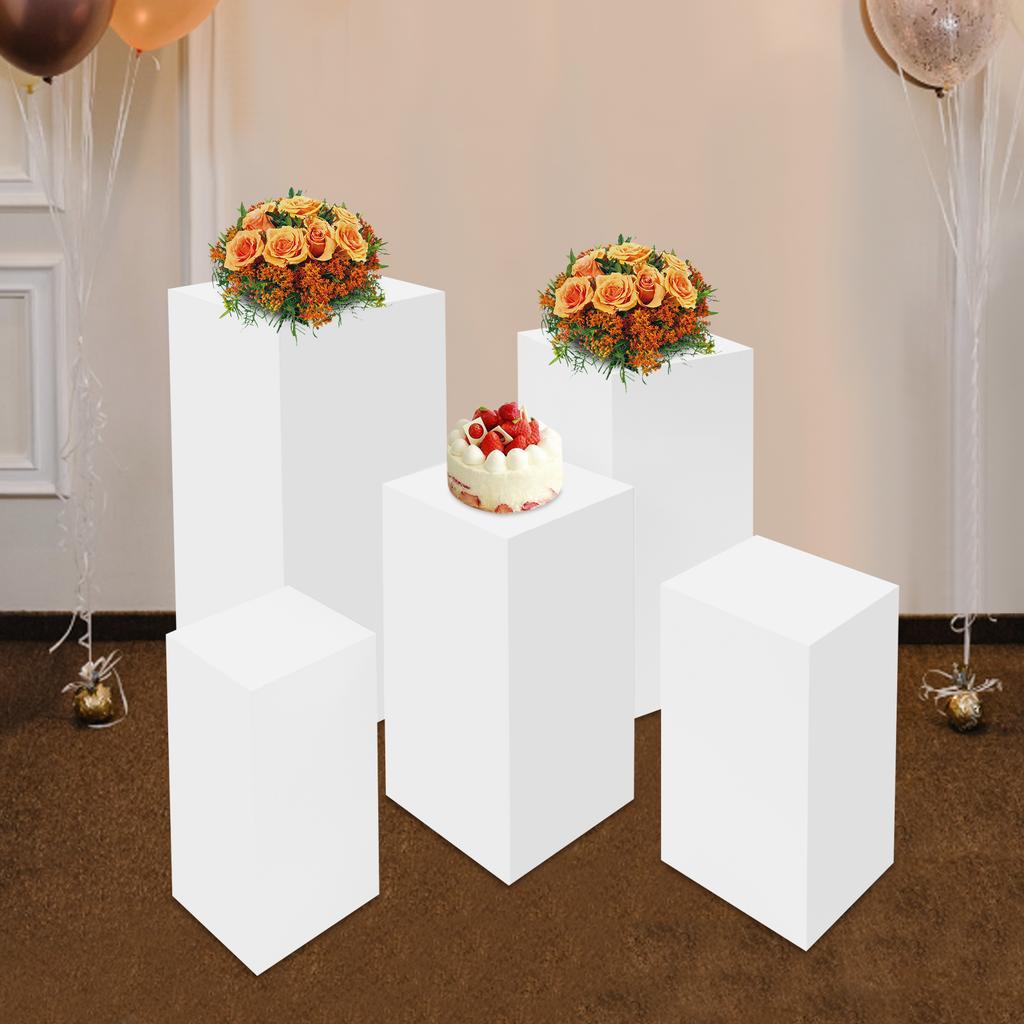 5-Tier Square Pedestal Stand Set, Multi-Functional Dessert Display Stand, Sturdy Iron Construction,Capacity 25kg Per Stand