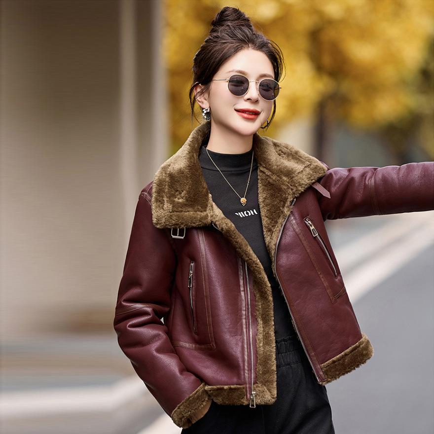 Fashion Locomotive Imitation Lamb Wool Coat Women's Winter New Trendy Cool Fur Integrated Jacket Top