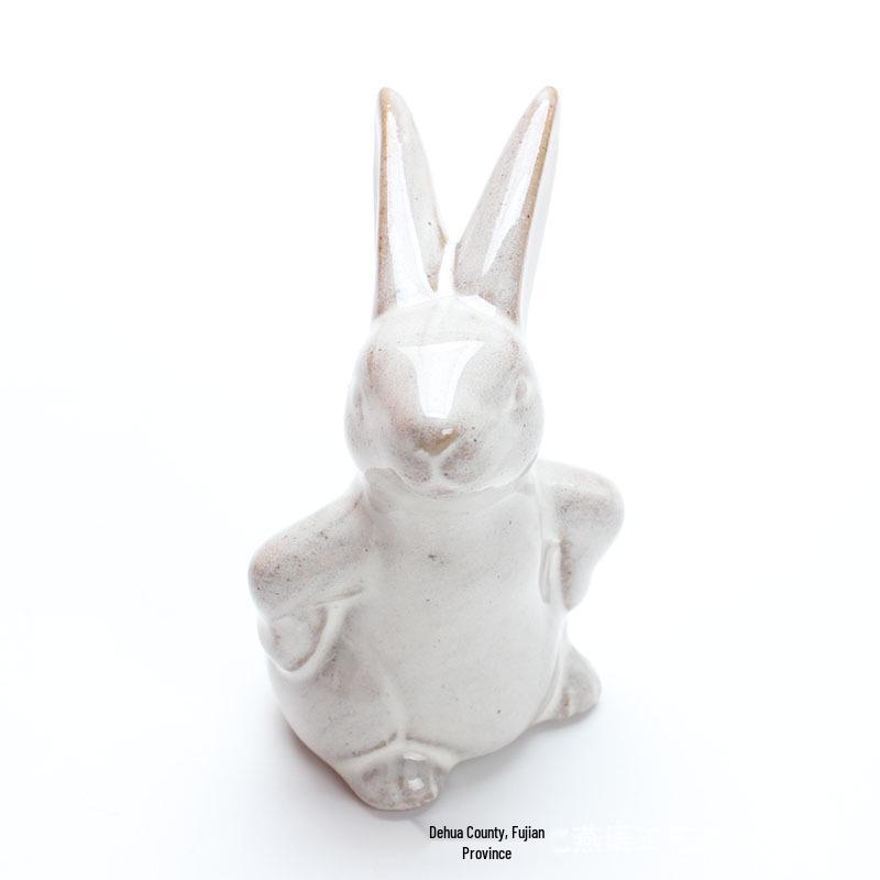

Creative Easter Bunny Ceramic Ornament - Festive Rabbit Gift for Desktop or Garden
