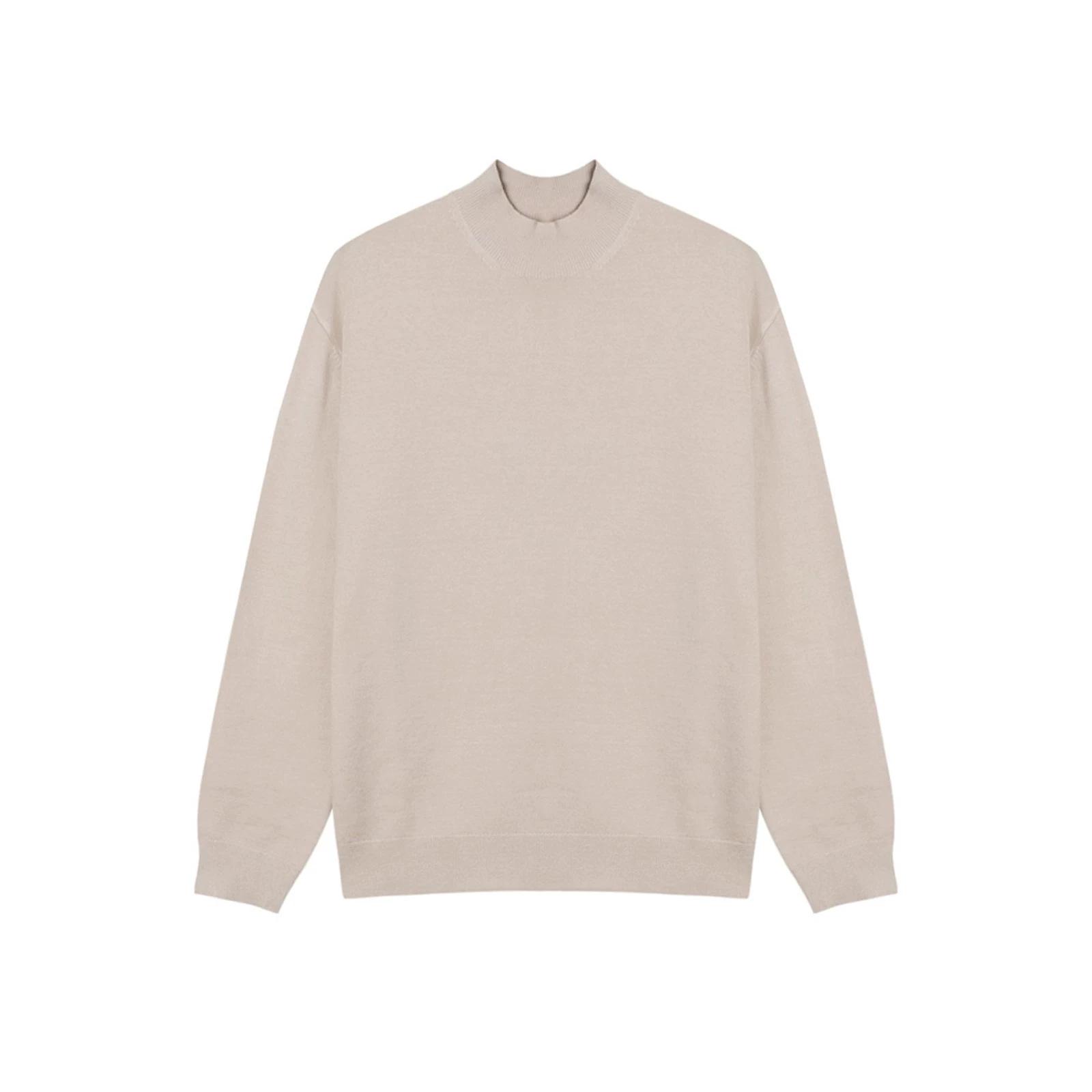 

Men s Slim Fit Tencel Modal Wool Hoodie Sweater - Thin, Breathable, Long Sleeve, Half-High Collar Knitwear S абрикосовий