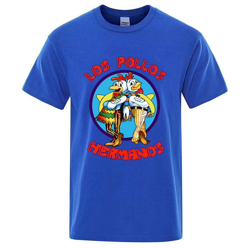 Summer Men's High Quality LOS POLLOS Hermanos Funny Printed T-Shirt Casual Cotton Breathable Tshirt Chicken Brothers Tees Top
