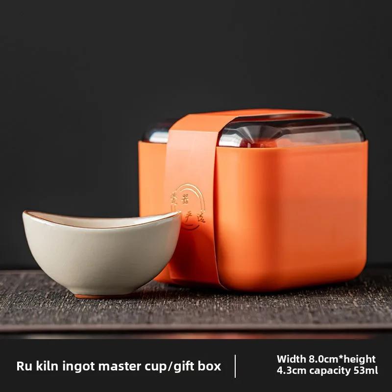 Handmade Dehua Ceramic Tea Cup - Ru Kiln Style, Yellow Glaze Personal Gongfu Tea Set for Home Brewing & Tea Ceremony