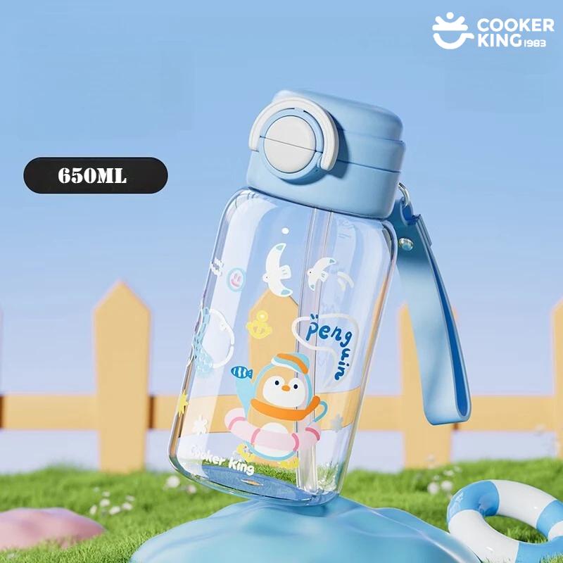 COOKER KING Tritan+PP Large-capacity Straw Cup Student Cup Water Bottle Glass Tumbler with Lid and Straw Water Bottle for Kids