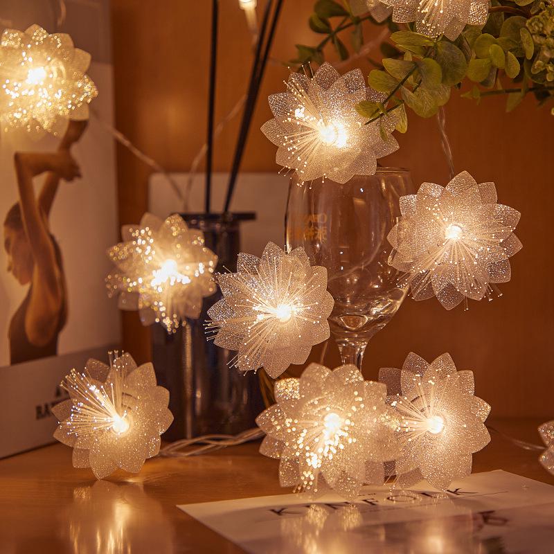 

LED Fiber Optic Wedding and Festival String Lights with Battery Box 2m 10 LED Battery теплим білим кольором