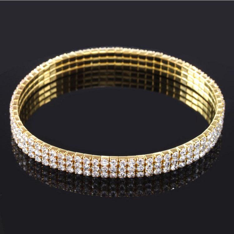 European & American Fashion Crystal Rhinestone Claw Chain Multi-layer Elastic Anklet Bracelet