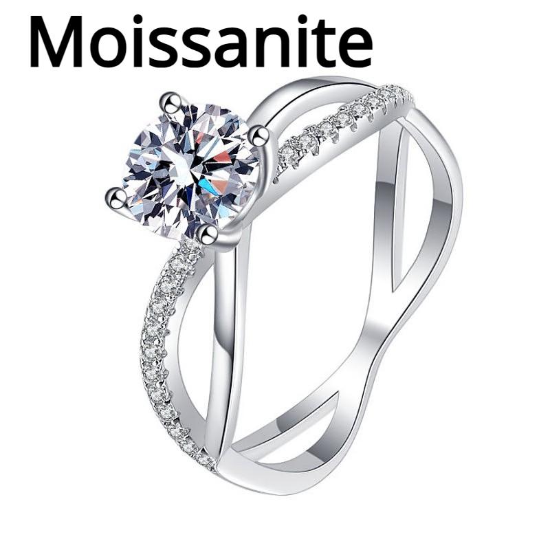 D Color 1ct Moissanite Ring Platinum-plated Inlaid Ring Women's Wedding Ring Engagement Ring Wedding Ring Gift for Girlfriend