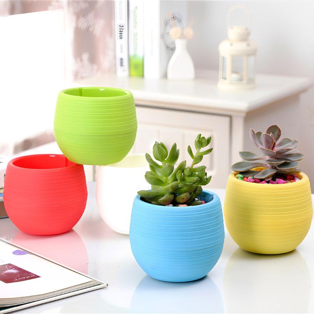 9pcs Plastic Succulent Plant Flowerpot Mixing Colors DIY Garden Office Home Balcony Desktop Decoration YMY
