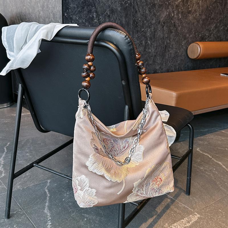 

Нишевая текстурная сумка женская 2025 новая Guochao вышитая сумка-тоут под мышкой модная сумка на плечо one size fits all розовый