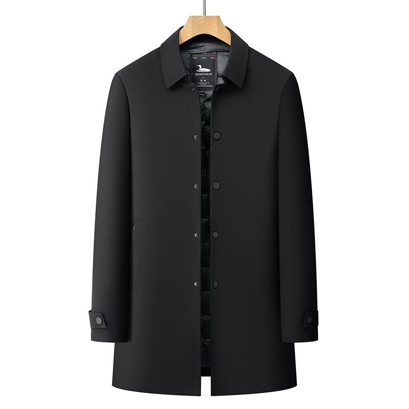 

Men s Winter Business Casual Thickened Mid-Length Lapel Duck Down Jacket 3XL (175-185 jin) чорний