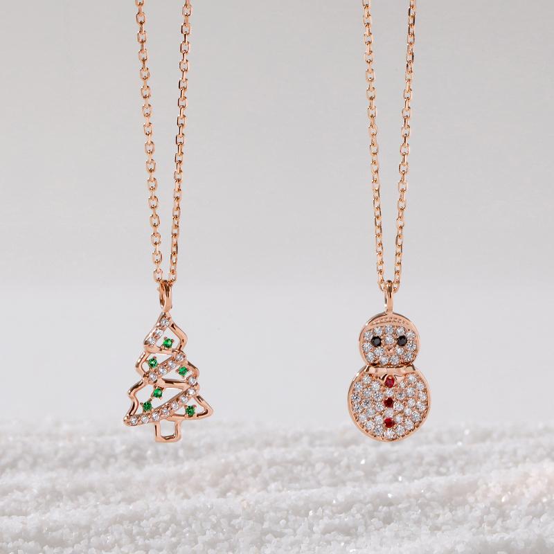 Mcel 14K Holiday With Snowman Necklace