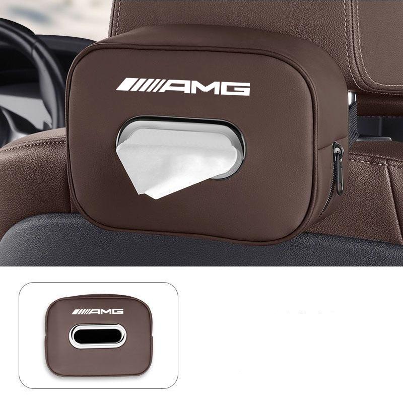 Leather Car Seat Tissue Box Storage Bag Tool For Mercedes Benz AMG A B C M ML GLA GLE GLS E Class W176 W205 W166 W246