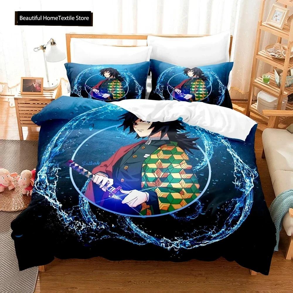 Demon Slayer 3d Bedding Set Anime Duvet Cover Pillowcases Single Twin Full Queen King Size Boys Girls Boys Gift Home Decor